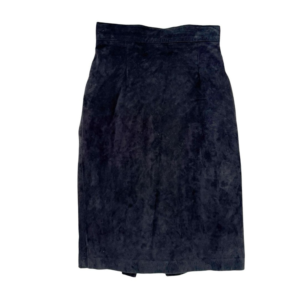 Vintage 90s  Danier Genuine Black Suede High Waisted Pencil Skirt